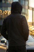Купить Ветровка мужская софтшелл виндстоппер с капюшоном спортивная черного цвета 9617_1Ch, фото 3