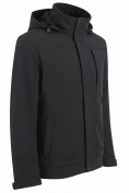 Купить Ветровка мужская софтшелл виндстоппер с капюшоном спортивная черного цвета 9617_1Ch, фото 7