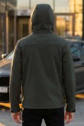 Купить Ветровка мужская софтшелл виндстоппер с капюшоном спортивная цвета хаки 9617_1Kh, фото 3