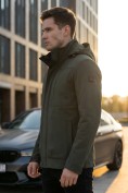 Купить Ветровка мужская софтшелл виндстоппер с капюшоном спортивная цвета хаки 9617_1Kh, фото 2