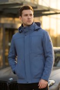 Купить Ветровка мужская софтшелл виндстоппер с капюшоном спортивная синего цвета 9617_1S