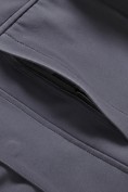 Купить Ветровка мужская софтшелл виндстоппер с капюшоном спортивная темно-серого цвета 9617_1TC, фото 20