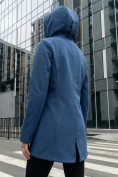 Купить Парка женская софтшелл виндстоппер удлинённая с капюшоном синего цвета 9618_1S, фото 2