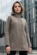 Купить Парка женская софтшелл виндстоппер удлинённая с капюшоном темно-серого цвета 9618_1TC