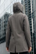 Купить Парка женская софтшелл виндстоппер удлинённая с капюшоном темно-серого цвета 9618_1TC, фото 3