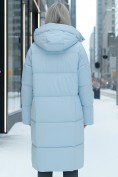 Купить Пальто летучая мышь женское с капюшоном зимнее голубого цвета 9619Gl, фото 3