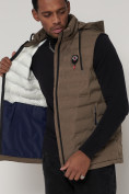 Купить Спортивная жилетка утепленная мужская  темно-бежевого цвета 961TB, фото 14