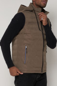 Купить Спортивная жилетка утепленная мужская  темно-бежевого цвета 961TB, фото 8