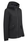 Купить Ветровка женская софтшелл большого размера с капюшоном ветрозащитная черного цвета 9620_1Ch, фото 5