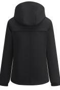 Купить Ветровка женская софтшелл большого размера с капюшоном ветрозащитная черного цвета 9620_1Ch, фото 7