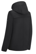 Купить Ветровка женская софтшелл большого размера с капюшоном ветрозащитная черного цвета 9620_1Ch, фото 9