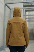 Купить Ветровка женская софтшелл большого размера с капюшоном ветрозащитная горчичного цвета 9620_1G, фото 9