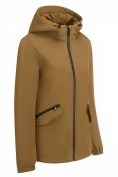 Купить Ветровка женская софтшелл большого размера с капюшоном ветрозащитная горчичного цвета 9620_1G, фото 2