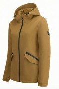 Купить Ветровка женская софтшелл большого размера с капюшоном ветрозащитная горчичного цвета 9620_1G, фото 3