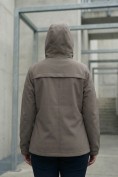 Купить Ветровка женская софтшелл большого размера с капюшоном ветрозащитная светло-коричневого цвета 9620_1SK, фото 2
