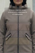 Купить Ветровка женская софтшелл большого размера с капюшоном ветрозащитная светло-коричневого цвета 9620_1SK, фото 11