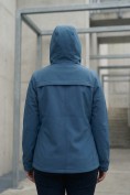 Купить Ветровка женская софтшелл большого размера с капюшоном ветрозащитная синего цвета 9620_1S, фото 2