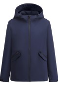 Купить Ветровка женская софтшелл большого размера с капюшоном ветрозащитная темно-синего цвета 9620_1TS, фото 4