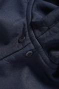 Купить Ветровка женская софтшелл большого размера с капюшоном ветрозащитная темно-синего цвета 9620_1TS, фото 14