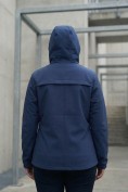 Купить Ветровка женская софтшелл большого размера с капюшоном ветрозащитная темно-синего цвета 9620_1TS, фото 3