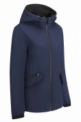 Купить Ветровка женская софтшелл большого размера с капюшоном ветрозащитная темно-синего цвета 9620_1TS, фото 5