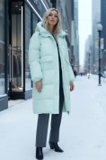 Купить Куртка летучая мышь женская с капюшоном зимняя бирюзового цвета 9621Br, фото 4