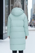 Купить Куртка летучая мышь женская с капюшоном зимняя бирюзового цвета 9621Br, фото 3
