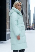 Купить Куртка летучая мышь женская с капюшоном зимняя бирюзового цвета 9621Br, фото 2