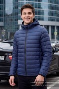 Купить Куртка мужская гибридная стёганая с капюшоном с графеновой подкладкой темно-синего цвета 9621_1TS