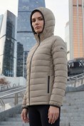 Купить Куртка женская гибридная стёганая с капюшоном с графеновой подкладкой бежевого цвета 9622_1B, фото 6