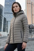 Купить Куртка женская гибридная стёганая с капюшоном с графеновой подкладкой бежевого цвета 9622_1B, фото 4