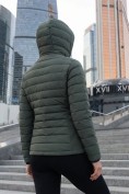 Купить Куртка женская гибридная стёганая с капюшоном с графеновой подкладкой цвета хаки 9622_1Kh, фото 3
