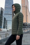 Купить Куртка женская гибридная стёганая с капюшоном с графеновой подкладкой цвета хаки 9622_1Kh, фото 2