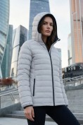 Купить Куртка женская гибридная стёганая с капюшоном с графеновой подкладкой серого цвета 9622_1Sr