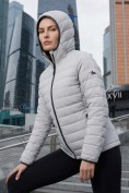 Купить Куртка женская гибридная стёганая с капюшоном с графеновой подкладкой серого цвета 9622_1Sr, фото 5