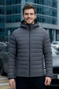 Купить Куртка мужская стёганая с капюшоном с графеновой подкладкой темно-серого цвета 9623_1TC