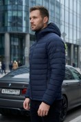 Купить Куртка мужская стёганая с капюшоном с графеновой подкладкой темно-синего цвета 9623_1TS
