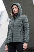 Купить Куртка женская стёганая с капюшоном с графеновой подкладкой цвета хаки 9624_1Kh