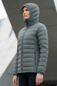 Купить Куртка женская стёганая с капюшоном с графеновой подкладкой цвета хаки 9624_1Kh, фото 3