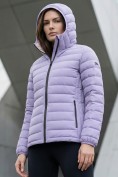 Купить Куртка женская стёганая с капюшоном с графеновой подкладкой сиреневого цвета 9624_1Sn