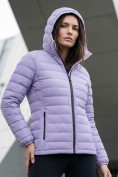 Купить Куртка женская стёганая с капюшоном с графеновой подкладкой сиреневого цвета 9624_1Sn, фото 2