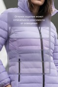 Купить Куртка женская стёганая с капюшоном с графеновой подкладкой сиреневого цвета 9624_1Sn, фото 4