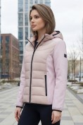 Купить Куртка женская гибридная стёганая с капюшоном с графеновой подкладкой розового цвета 9626_1R