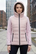 Купить Куртка женская гибридная стёганая с капюшоном с графеновой подкладкой розового цвета 9626_1R, фото 2