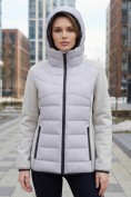 Купить Куртка женская гибридная стёганая с капюшоном с графеновой подкладкой серого цвета 9626_1Sr