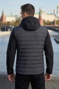 Купить Куртка мужская гибридная стёганая с капюшоном с графеновой подкладкой черного цвета 9627_1Ch, фото 3