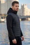 Купить Куртка мужская гибридная стёганая с капюшоном с графеновой подкладкой черного цвета 9627_1Ch, фото 2