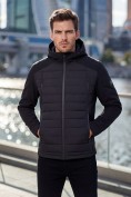Купить Куртка мужская гибридная стёганая с капюшоном с графеновой подкладкой черного цвета 9627_1Ch