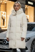 Купить Куртка зимняя женская с капюшоном удлиненная стеганная бежевого цвета 9629B