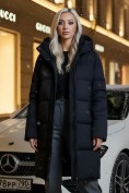 Купить Куртка зимняя женская с капюшоном удлиненная стеганная черного цвета 9629Ch